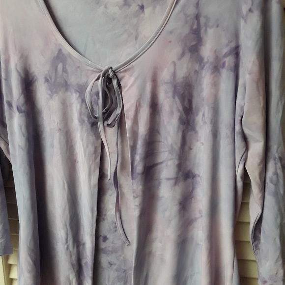 Lavender Periwinkle Tye Dye Tie Blouse Boho M - Picture 4 of 5